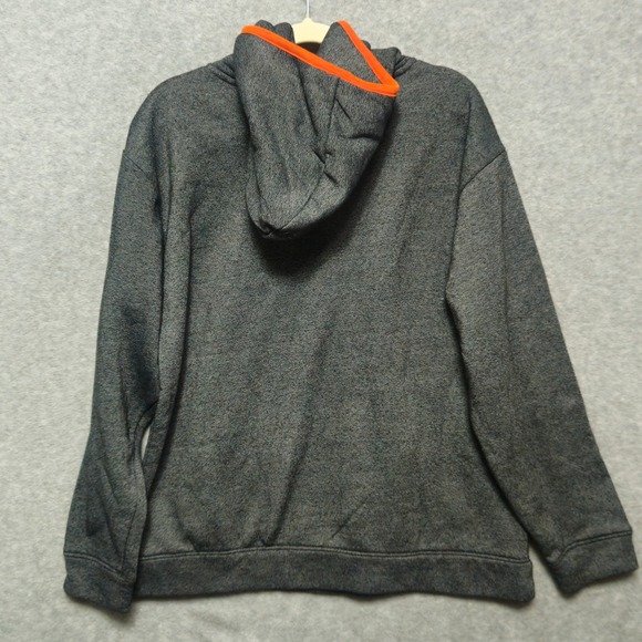 NHL Anaheim Ducks Hoodie Mens Medium Grey Orange Lace Up Pullover Sweatshirt - Picture 2 of 6
